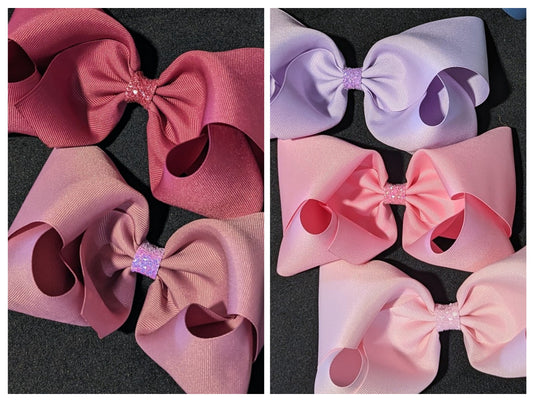7-8" Ribbon Hair Bows with Glitter Centers