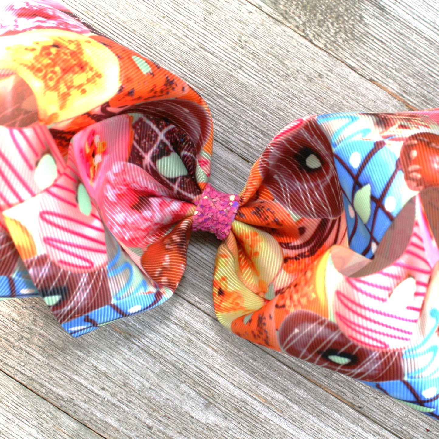 7" Donut Ribbon Hair Bow