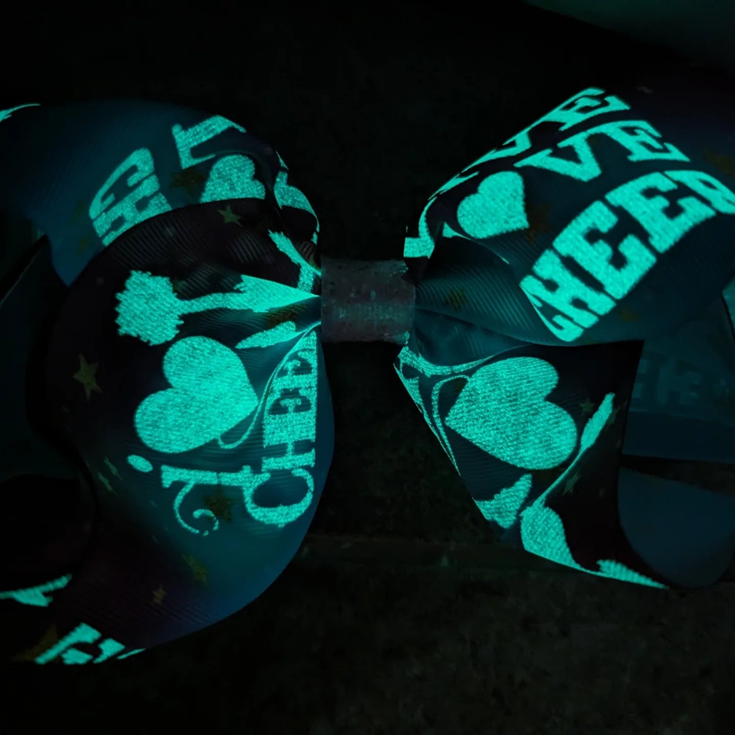 7" Glow in the Dark Cheerleading Ribbon Hair Bow