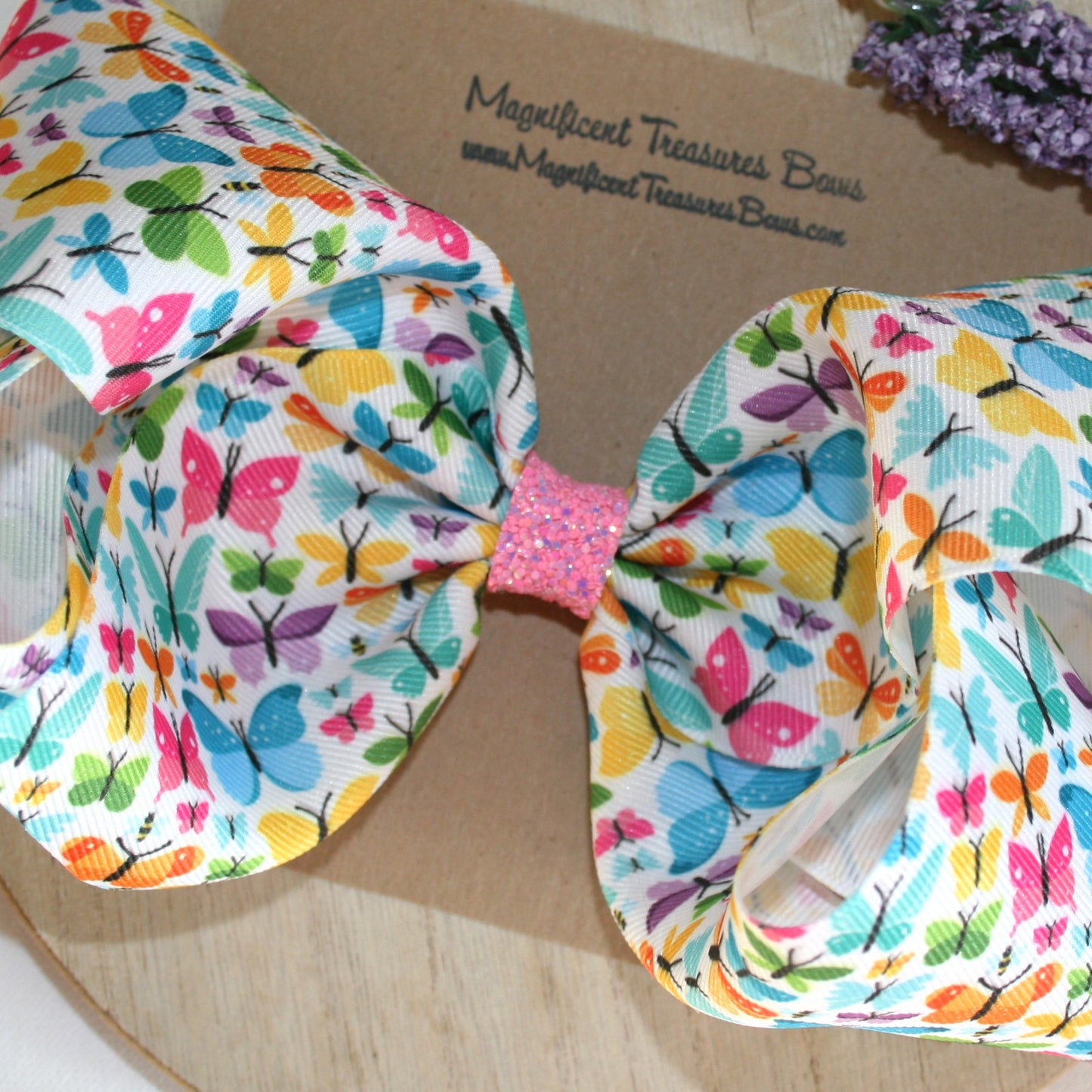 7-8" Butterfly Ribbon Hair Bow