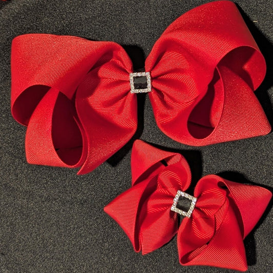 Santa Belt Buckle Ribbon Hair Bow -4" or 8"
