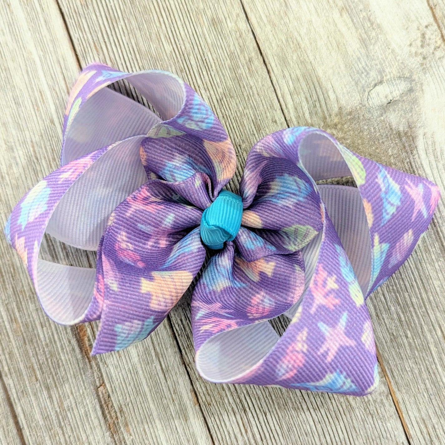 4" Purple Seashell Ribbon Hair Bow