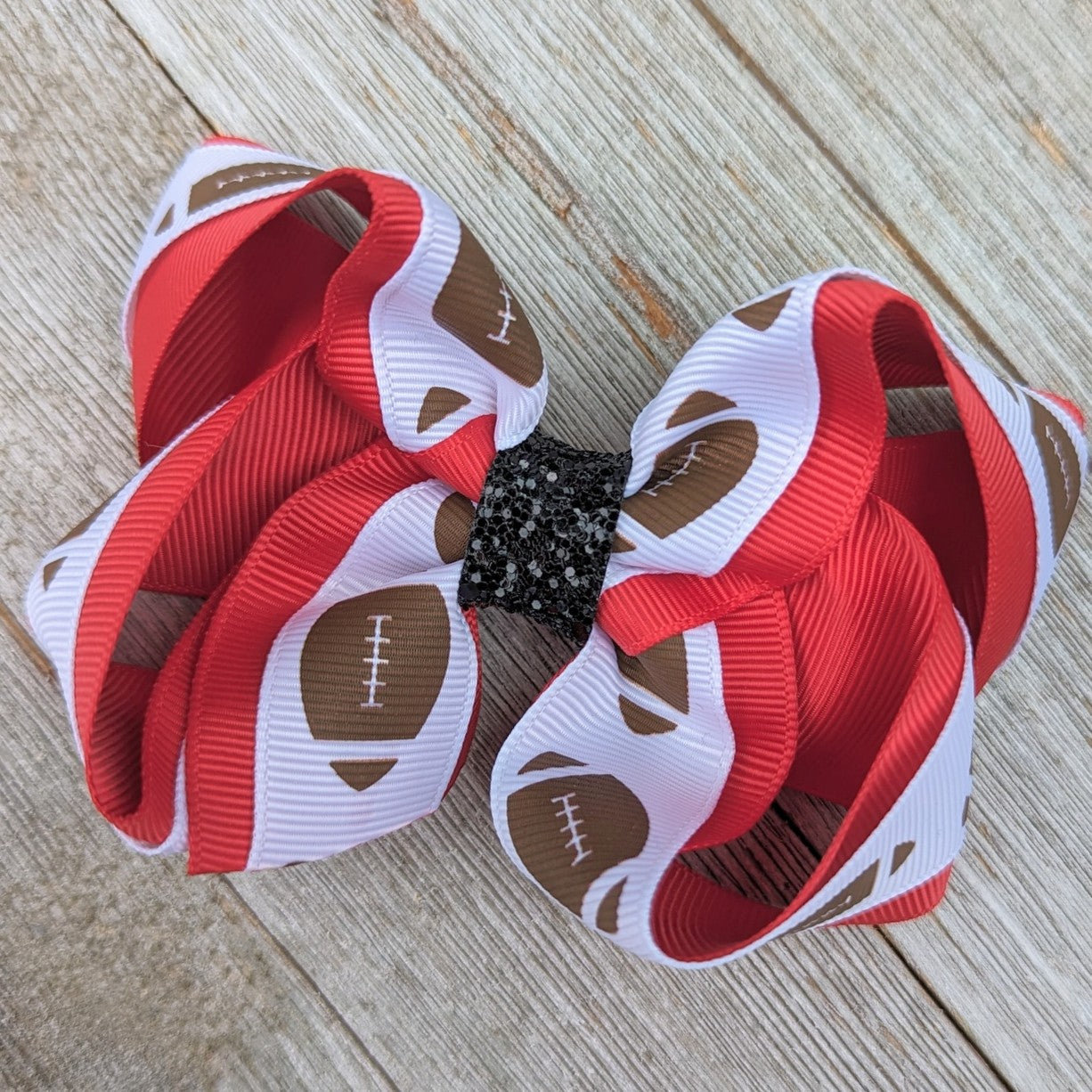 4" Football Ribbon Hair Bow