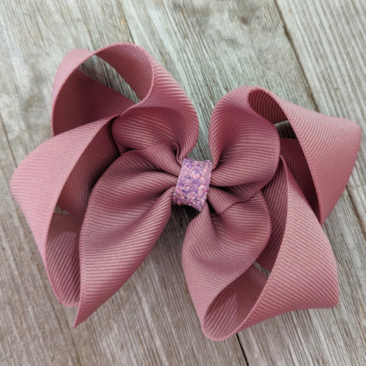 CLEARANCE 4" Mauve Color Boutique Ribbon Hair Bow