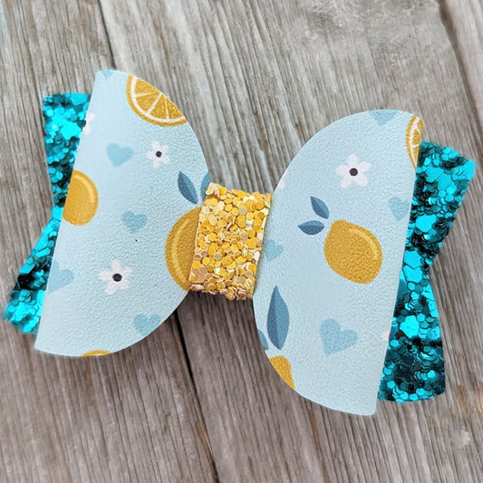 2.5" Lemon Glitter Single Bow