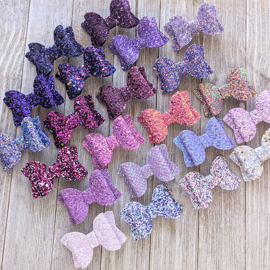 2.5" Purple Glitter Bow