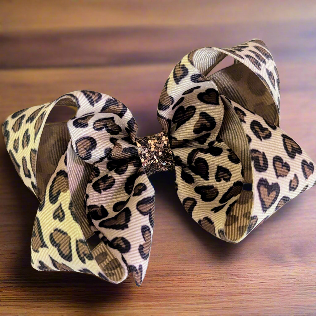 4" Leopard Ribbon Hair Bow