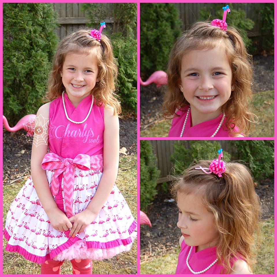 Flamingo Puff Hair Bow