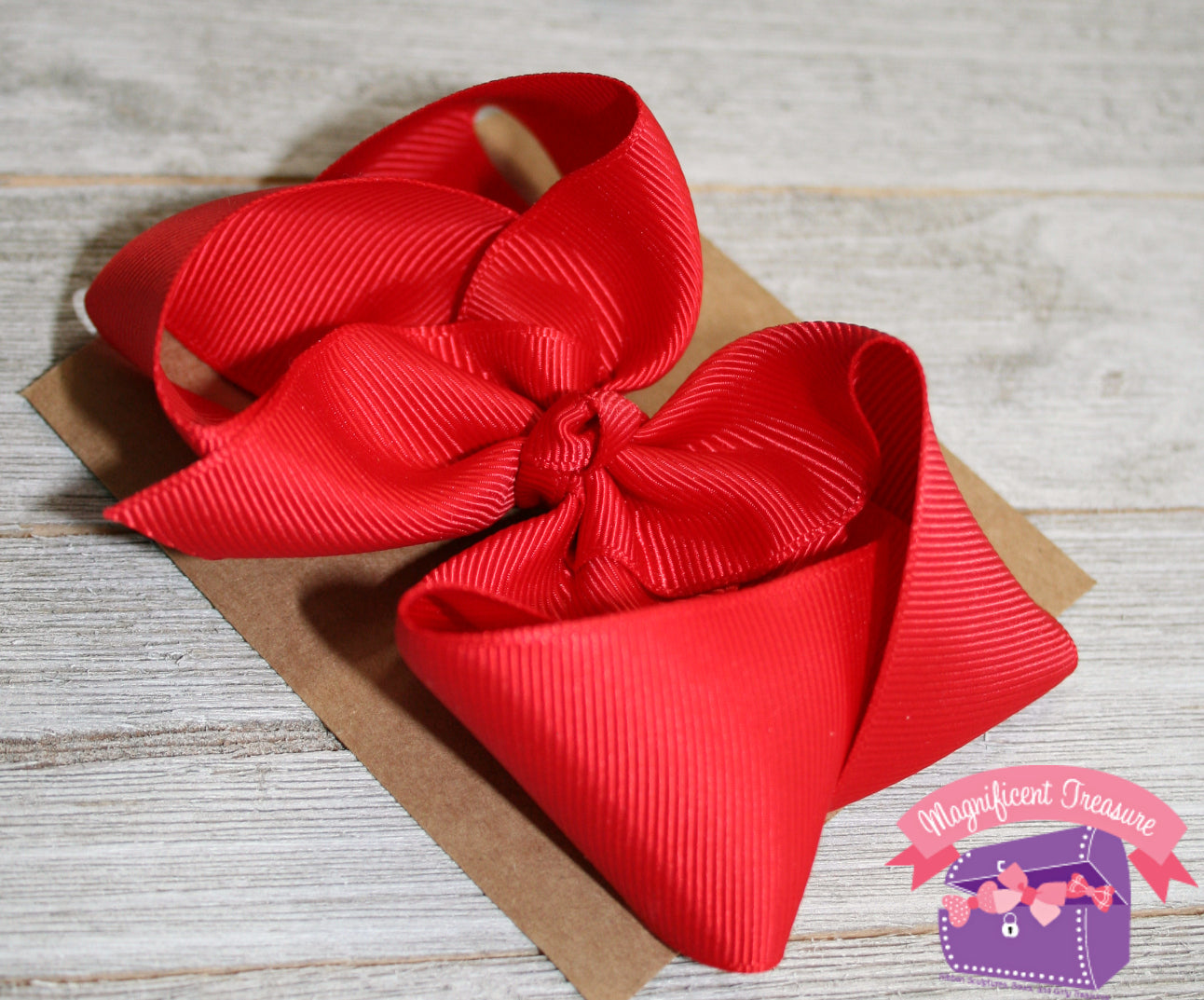 4 Inch Girls Hair Bow Double Prong Alligator Clip Side View