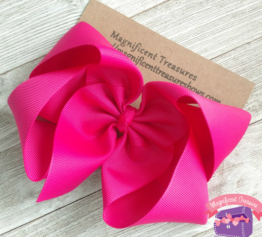 6" Solid Color Ribbon Boutique Hair Bow