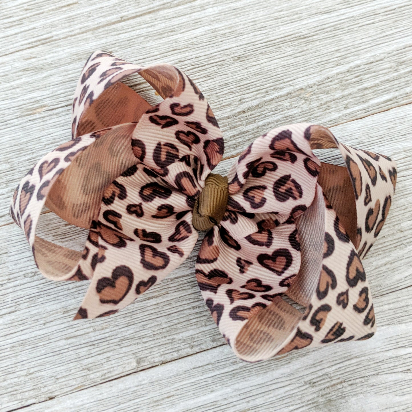 6" Leopard Ribbon Hair Bow out