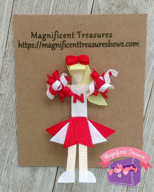 Customizable Cheerleader Hair Clip, Pin, or Christmas Tree Ornament
