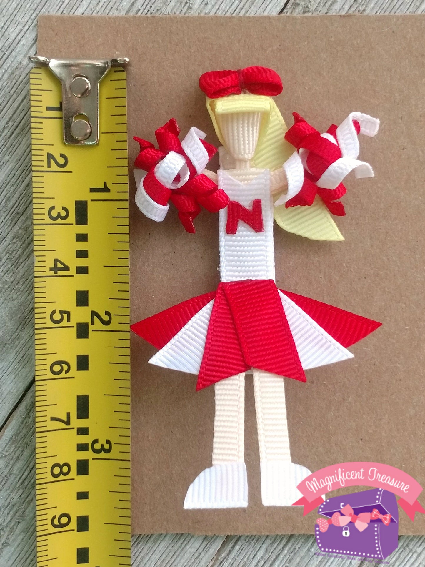 Customizable Cheerleader Hair Clip, Pin, or Christmas Tree Ornament
