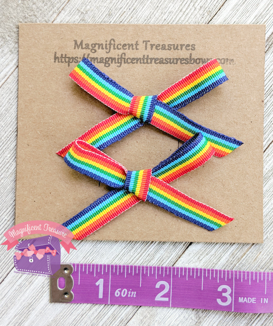 Hand Tied Rainbow Bows