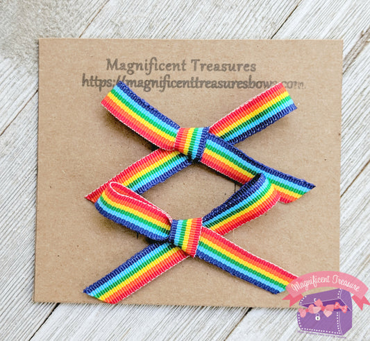 Hand Tied Rainbow Bows