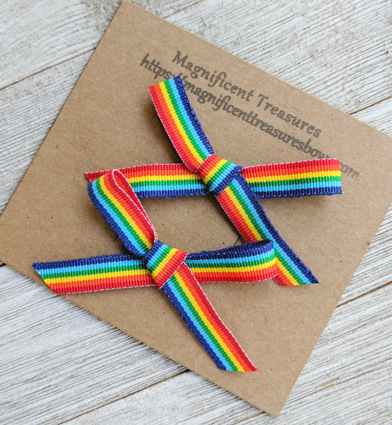 Hand Tied Rainbow Bows