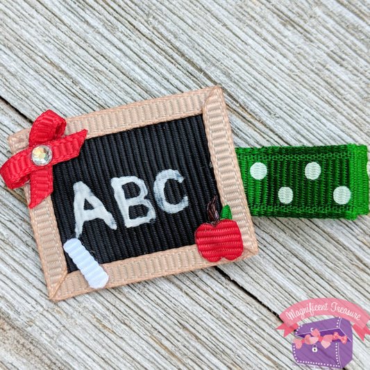 Chalk Board Ribbon Sculpture Hair Clip