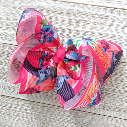 4" Pink Trolls Ribbon Hair Bow
