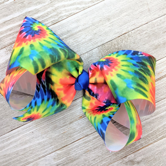 7-8" Tie-Dye Ribbon Hair Bows