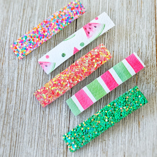 Watermelon Glitter Clippie Set