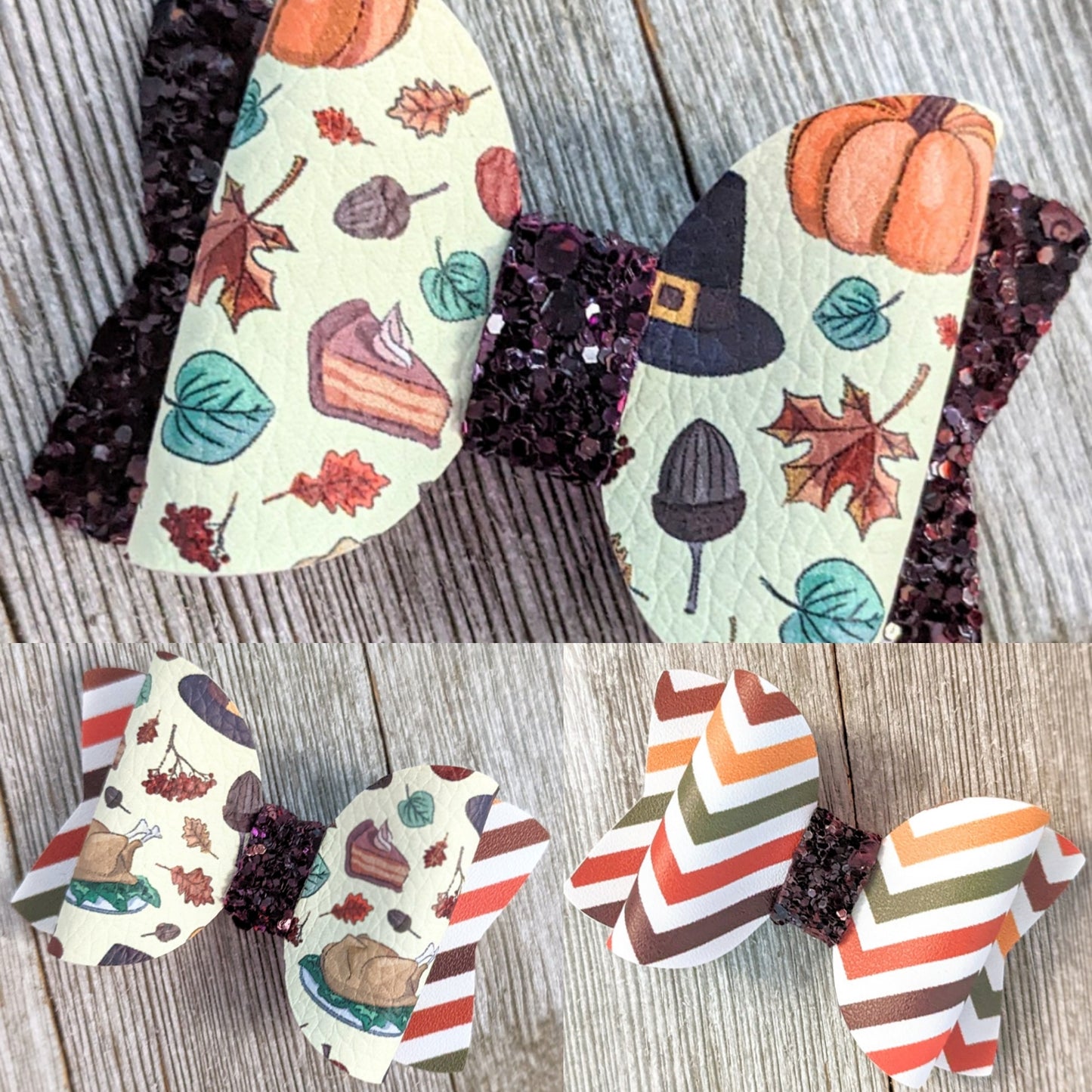 Choice of Thanksgiving Faux Leather Glitter Bow