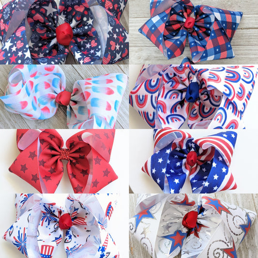 6" Patriotic Ribbon Hair Bow