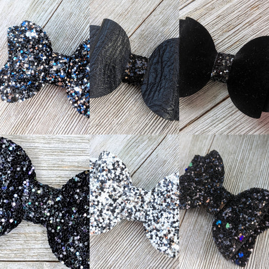 2.5" Black Glitter Bow