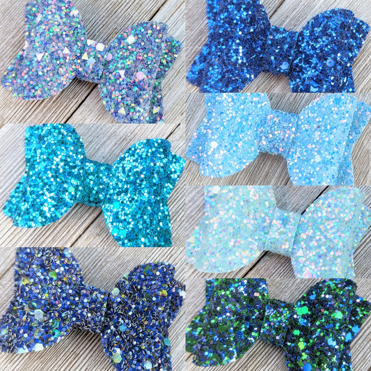 2.5" Blue Glitter Bow