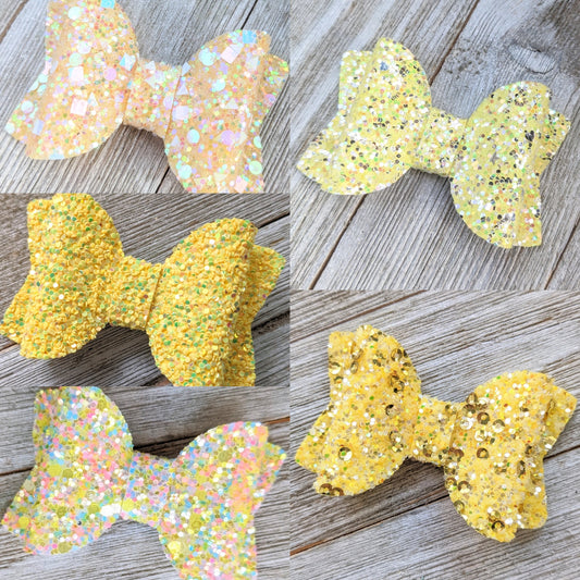 2.5" Yellow Glitter Bow