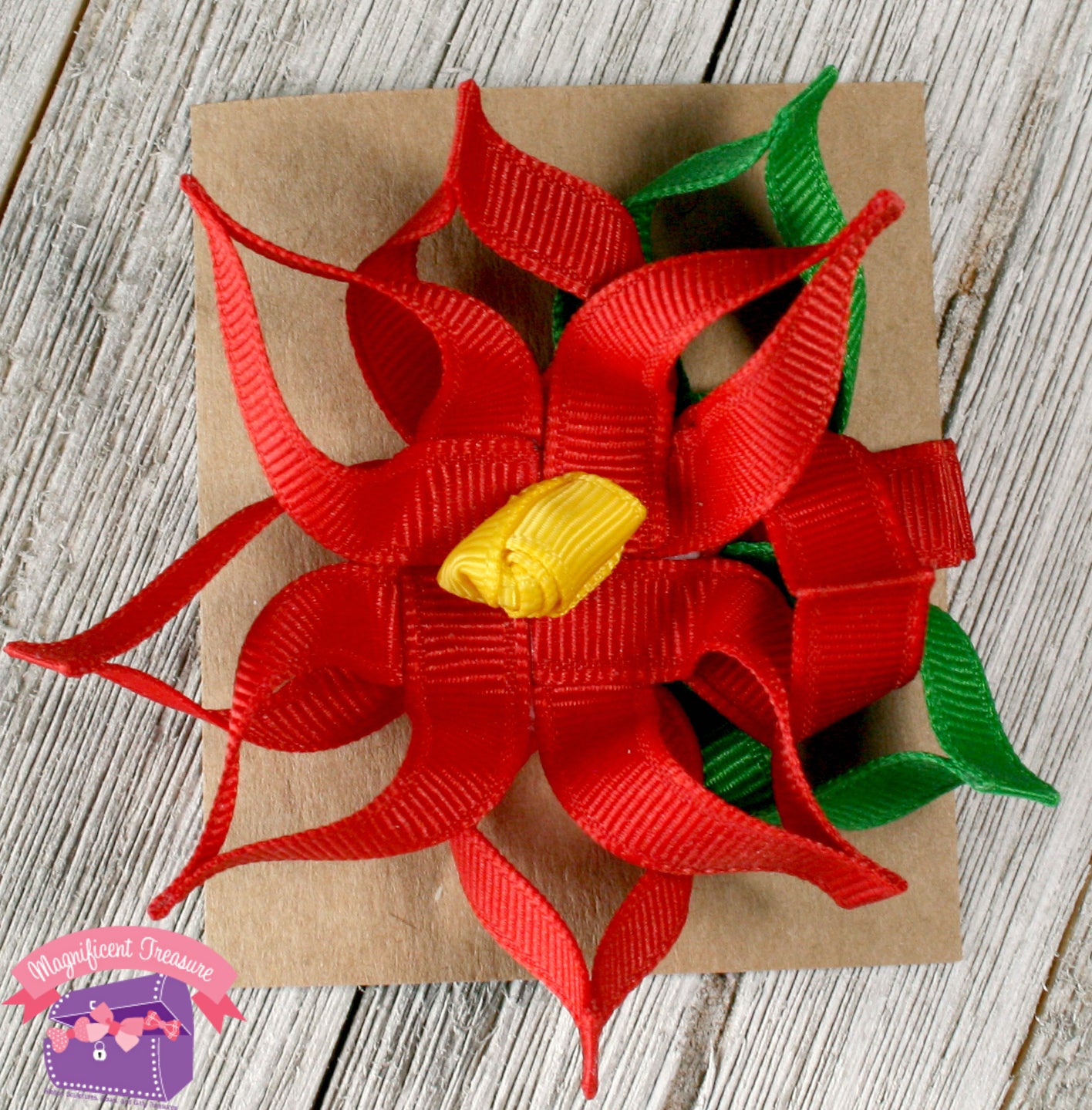 Poinsettia Ribbon Sculpture - 2 Sizes