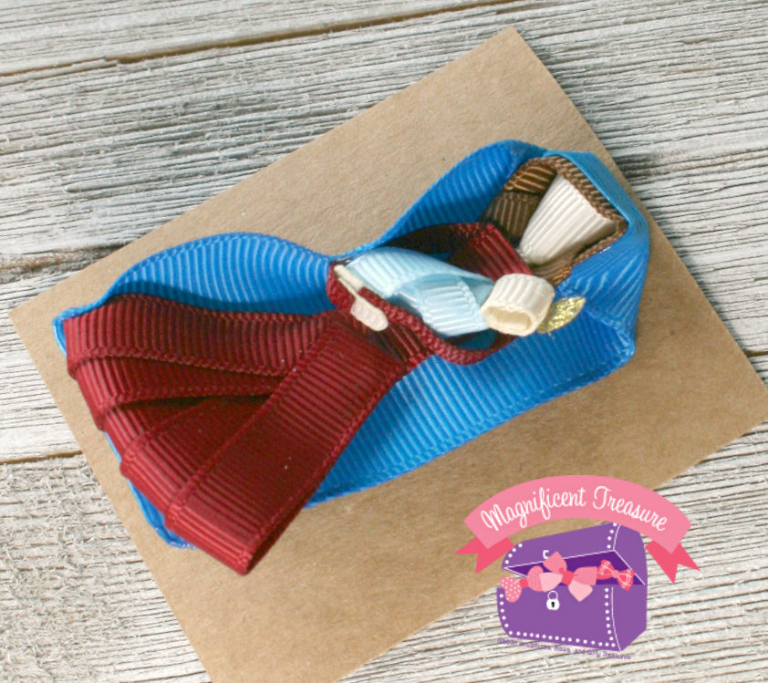 Mary and Baby Jesus Girls Christmas Hair Bow, Pin, or Christmas Tree Ornament Side View