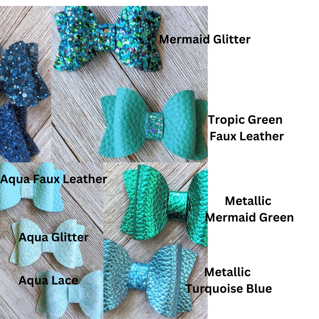 2.5" Turquoise Aqua Glitter Bow
