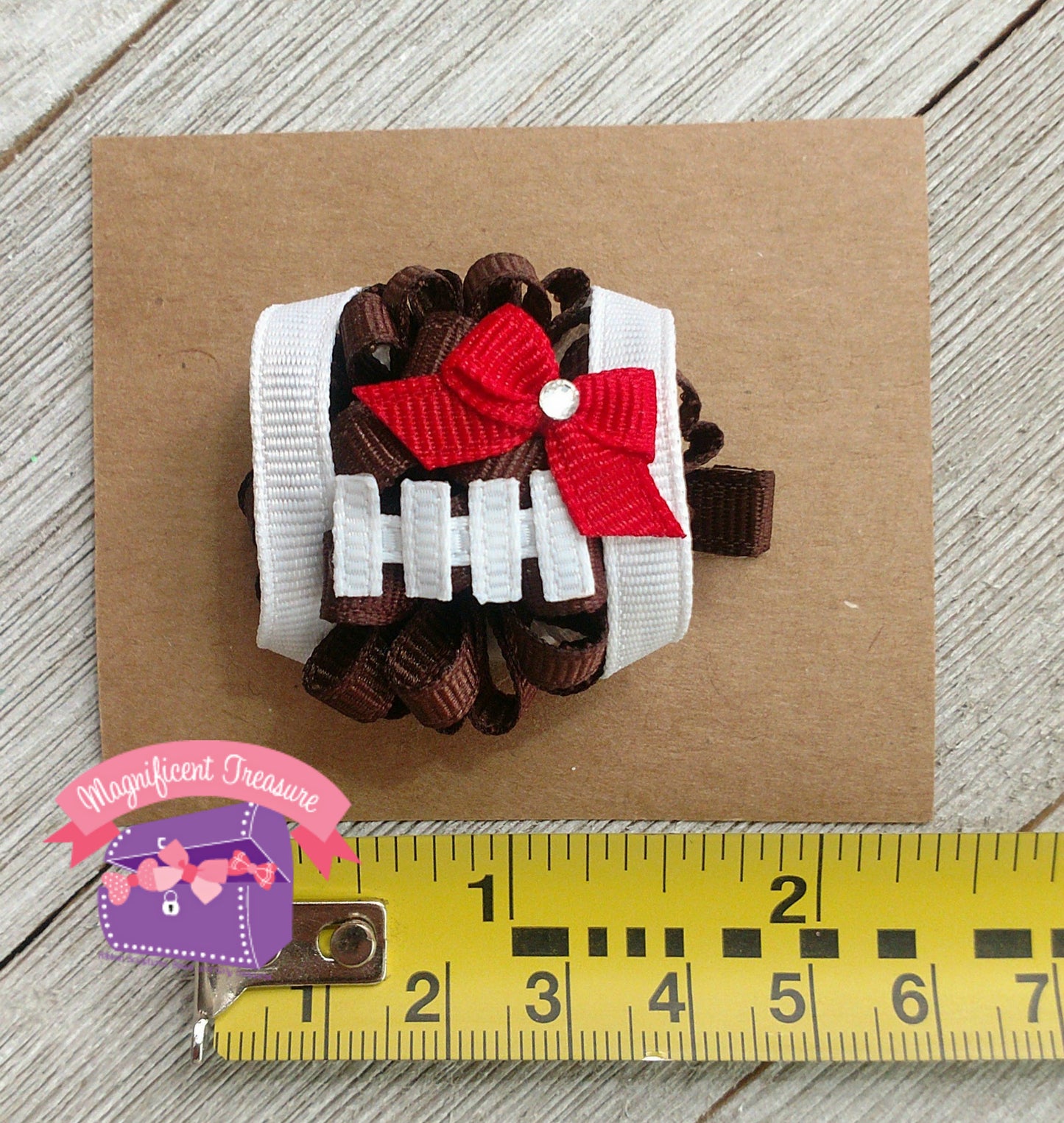 mini football baby hair bow size