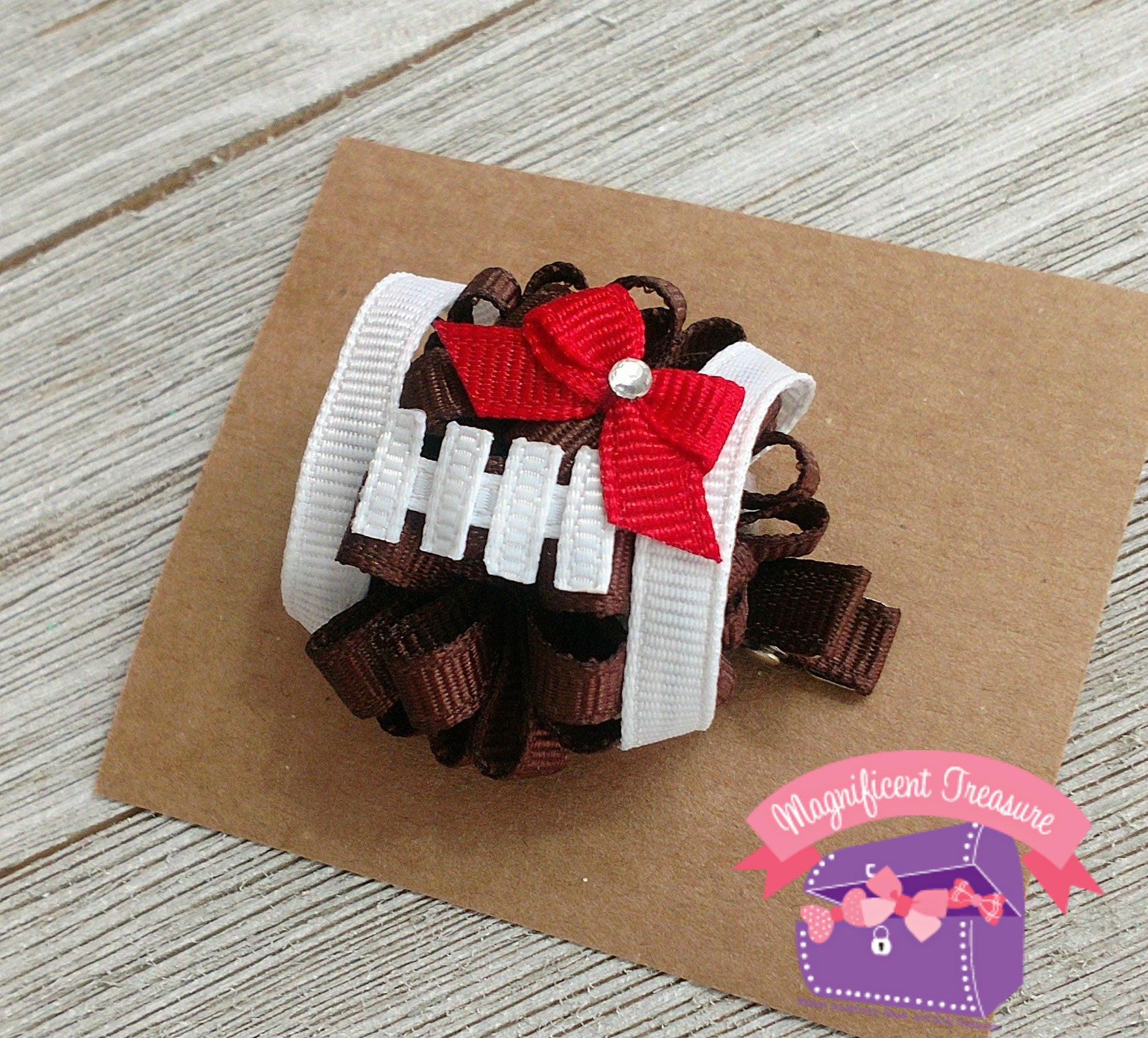 Mini Football Baby Hair Bow Tilted View