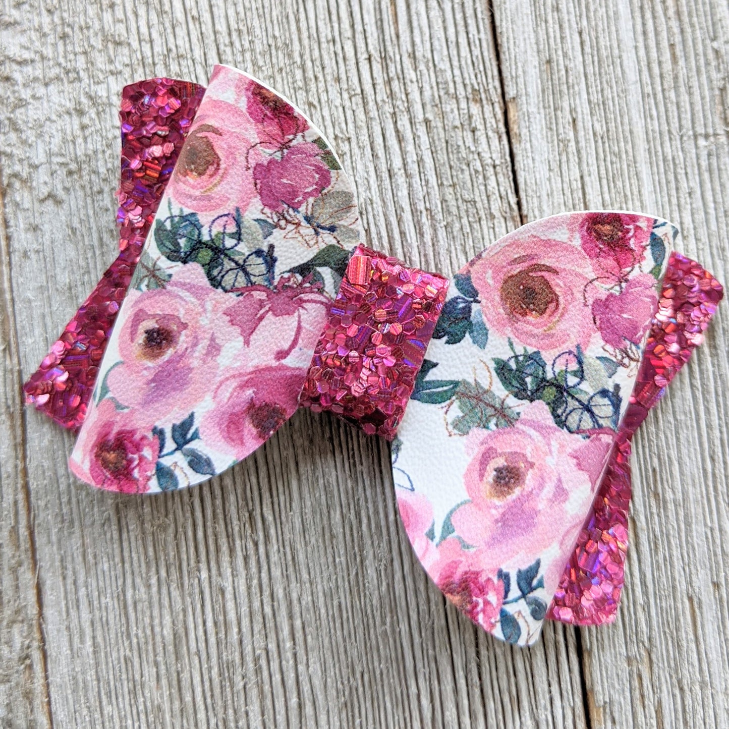 2.5" Floral Glitter Bow