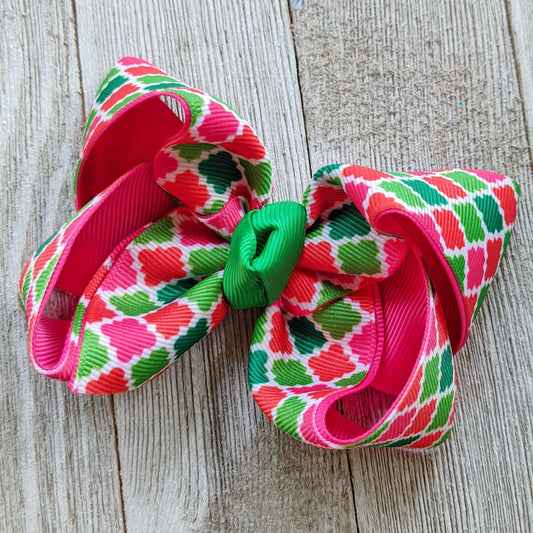 Moroccan Christmas 4" Hair Bow