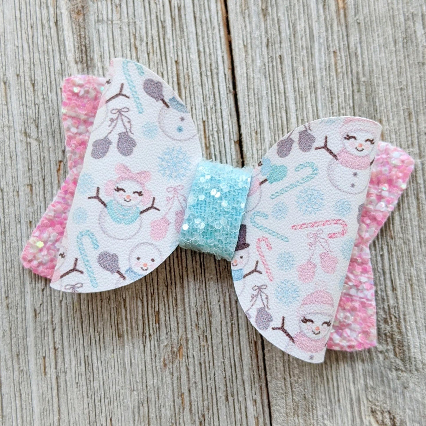 Snowflake Chunky Glitter Bow 2.5"