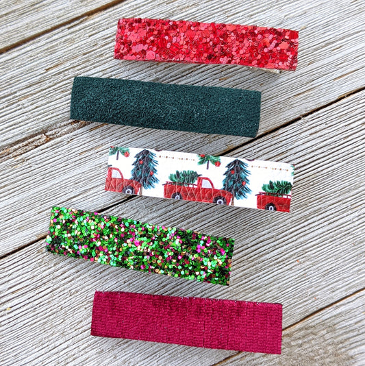 Christmas Tree Truck Glitter Clippie Set