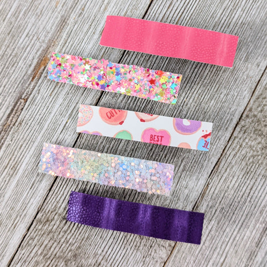 Conversation Hearts Donuts Glitter Clippie Set