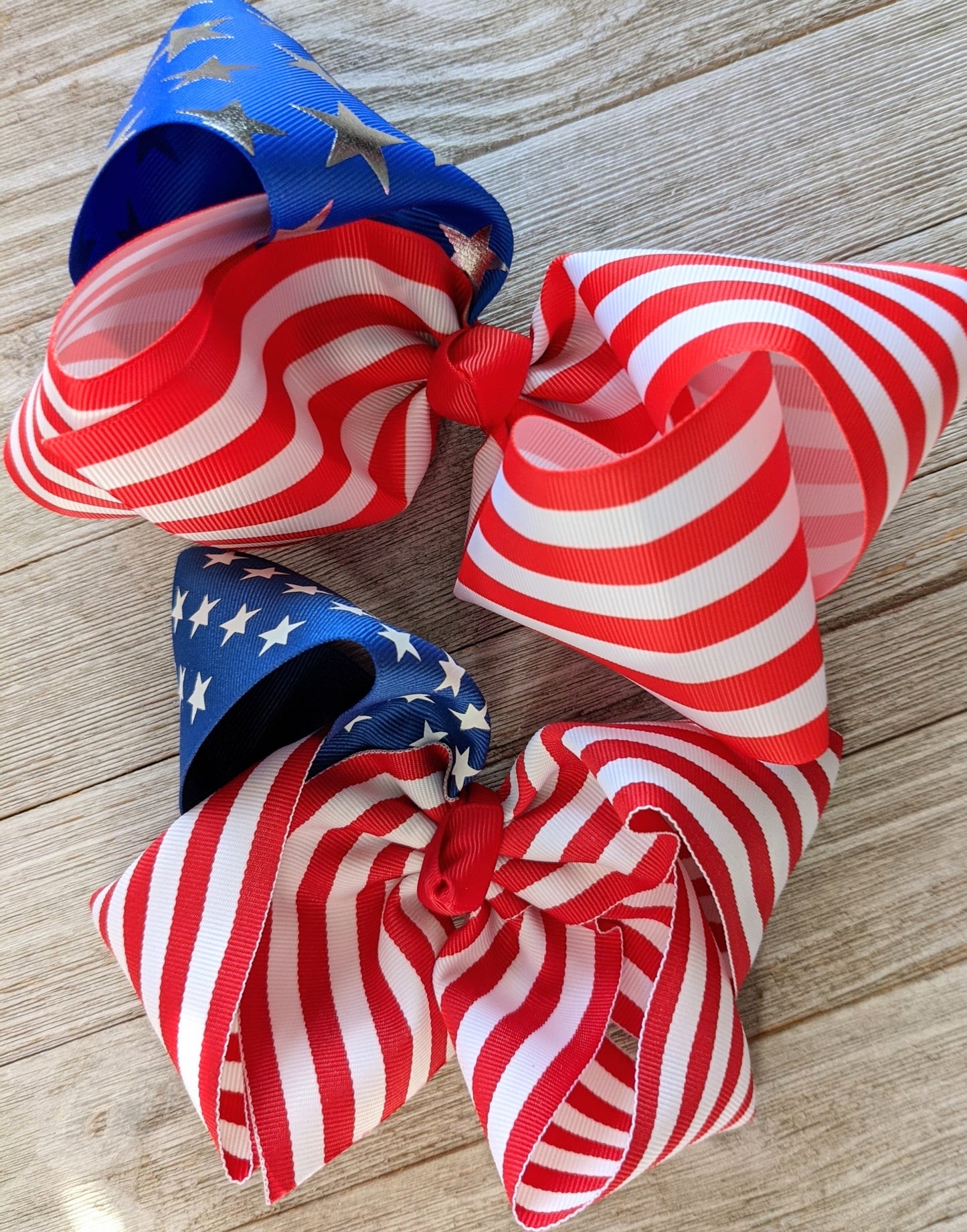 7-8" Flag Ribbon Hair Bow
