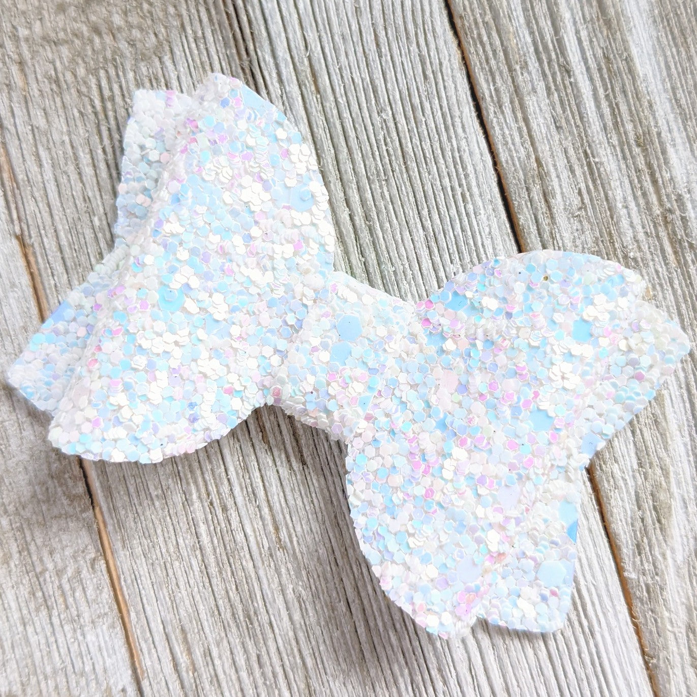 2.5" White Glitter Bow