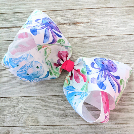 7-8" Octopus Ribbon Hair Bow