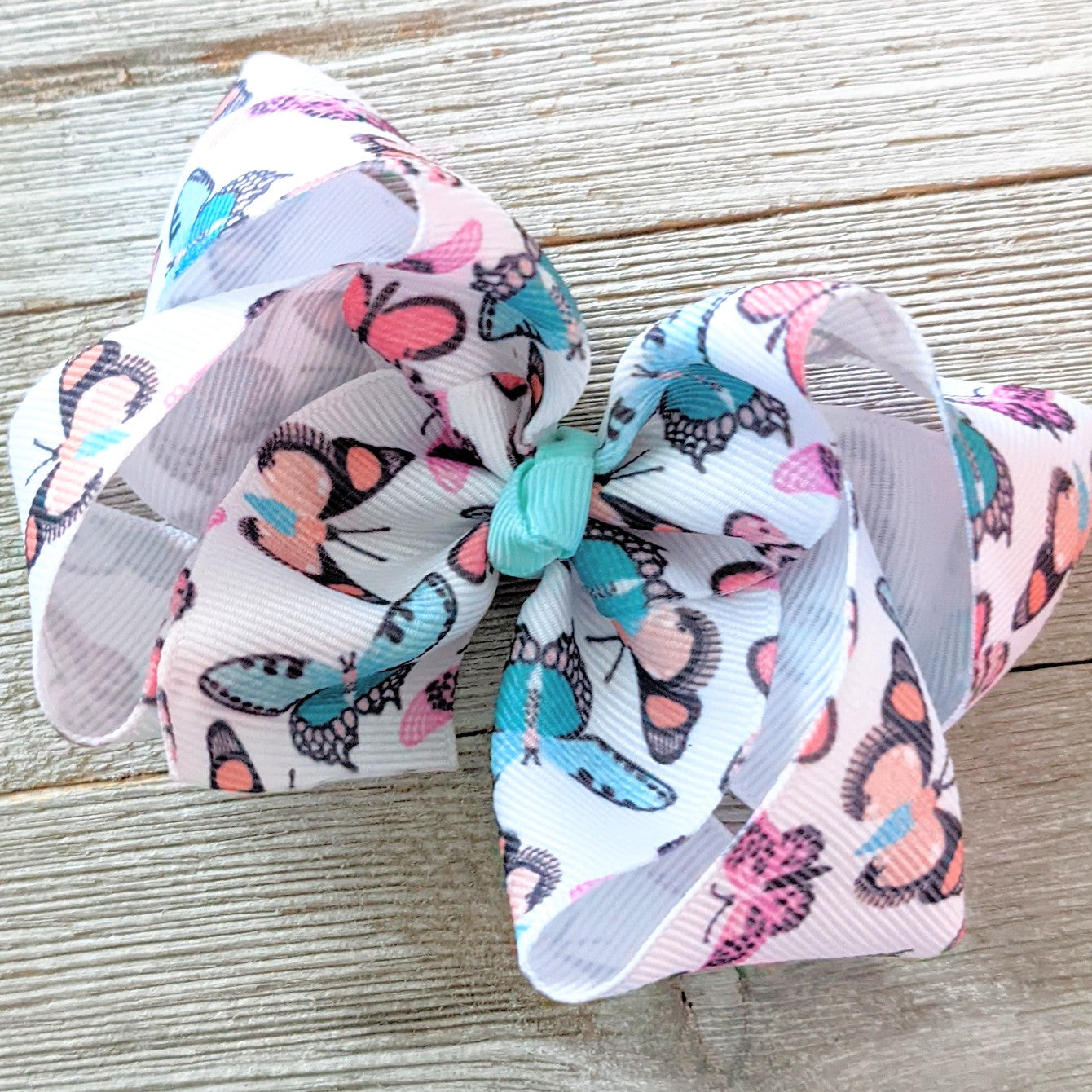 4" Butterflies Ribbon Hair Bow