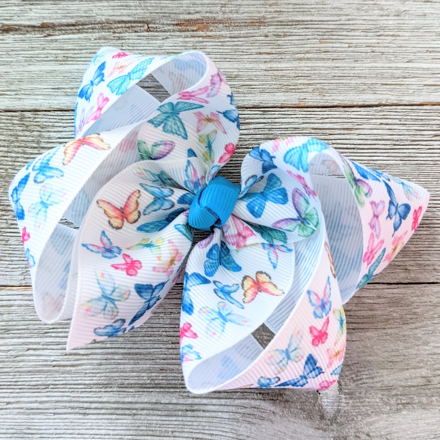 4" Butterflies Ribbon Hair Bow