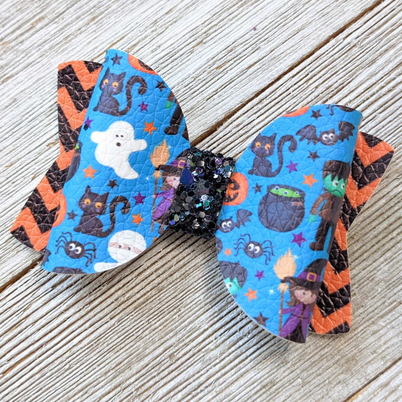 2.5" Halloween Glitter Bow