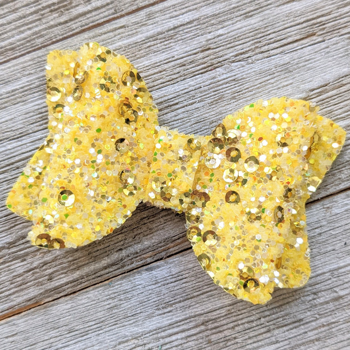 2.5" Yellow Glitter Bow