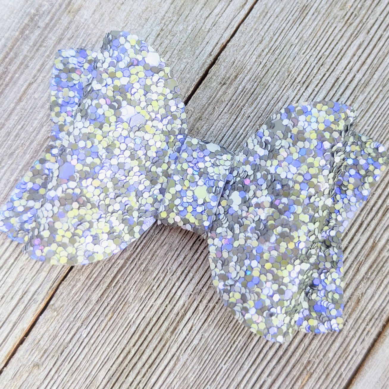 2.5" Silver Glitter Bow