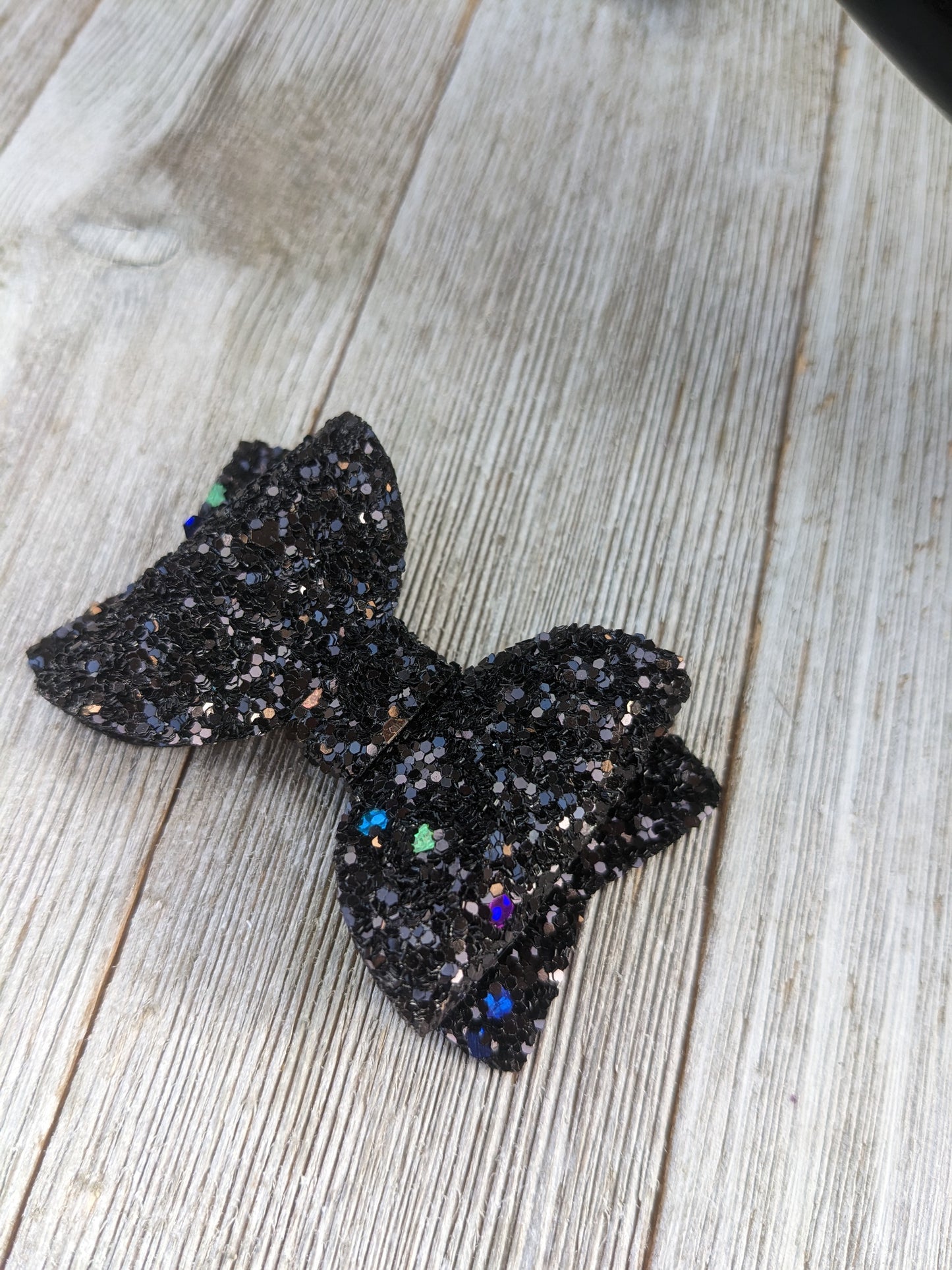 2.5" Black Glitter Bow