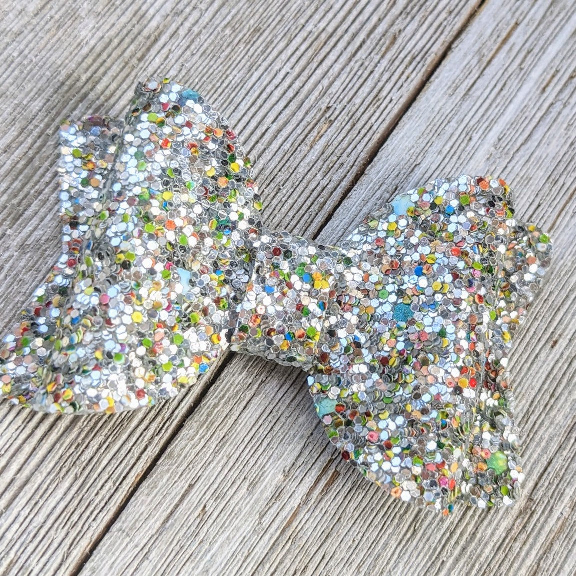 2.5" Silver Glitter Bow