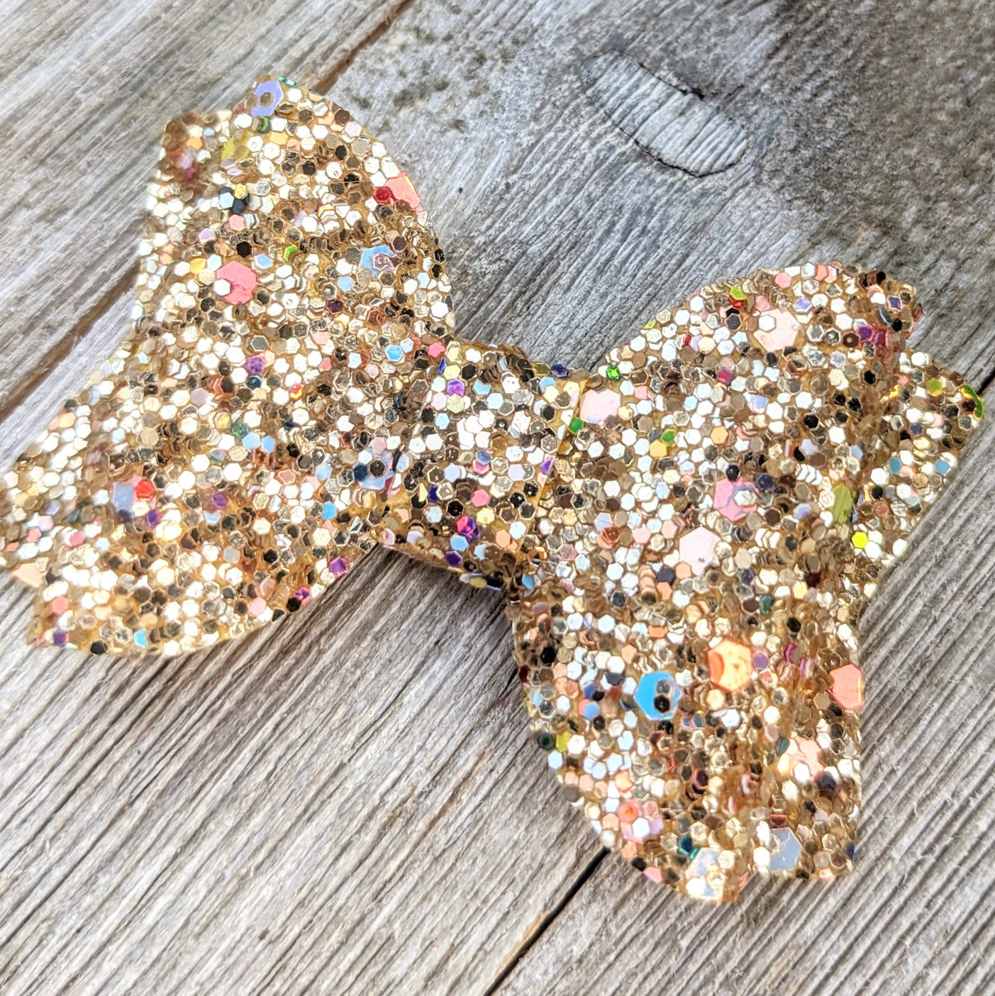 2.5" Gold Faux Leather Bow